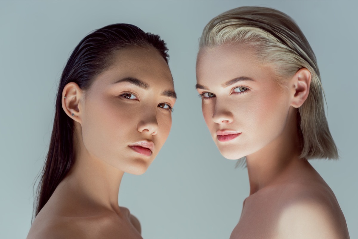 Two women with fresh, shine-free skin