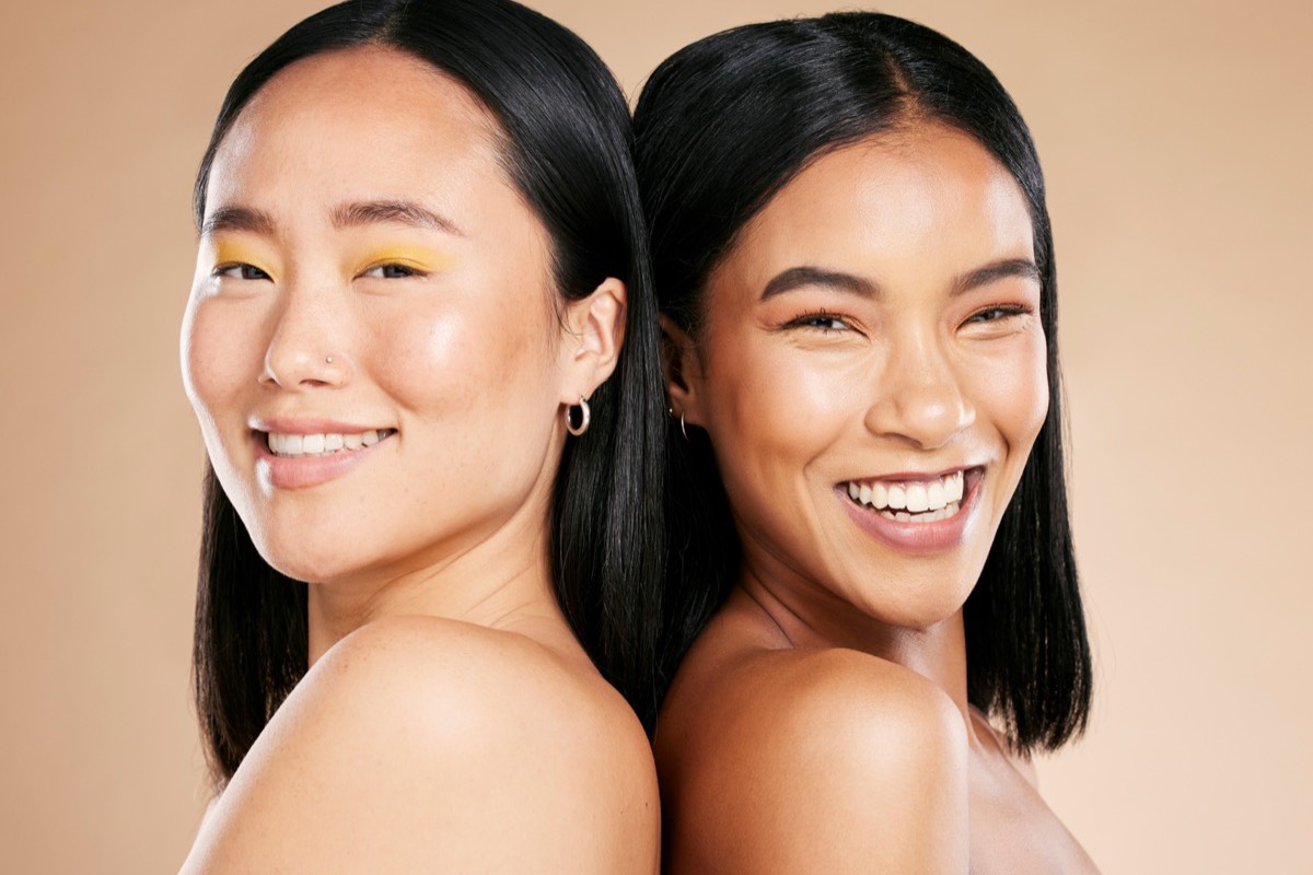 Two women with radiant, advanced skincare