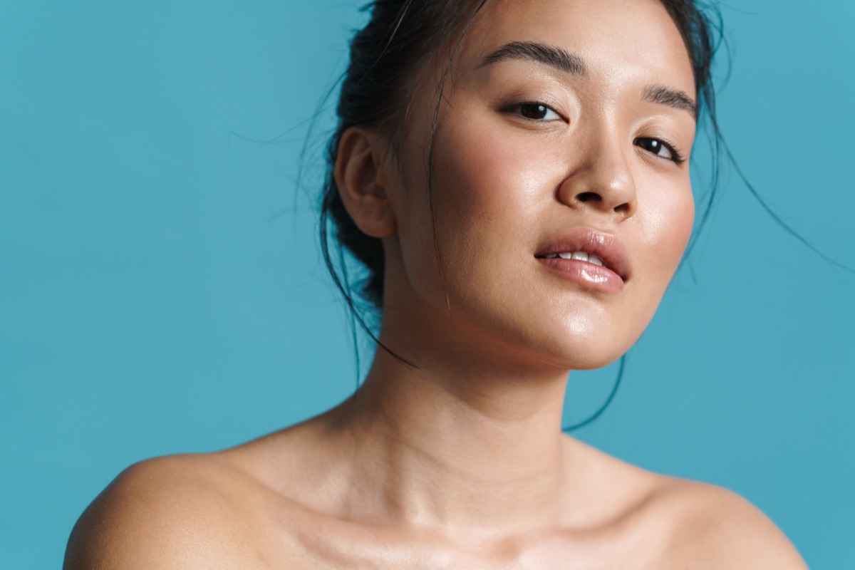 Woman with calm, healthy-looking skin