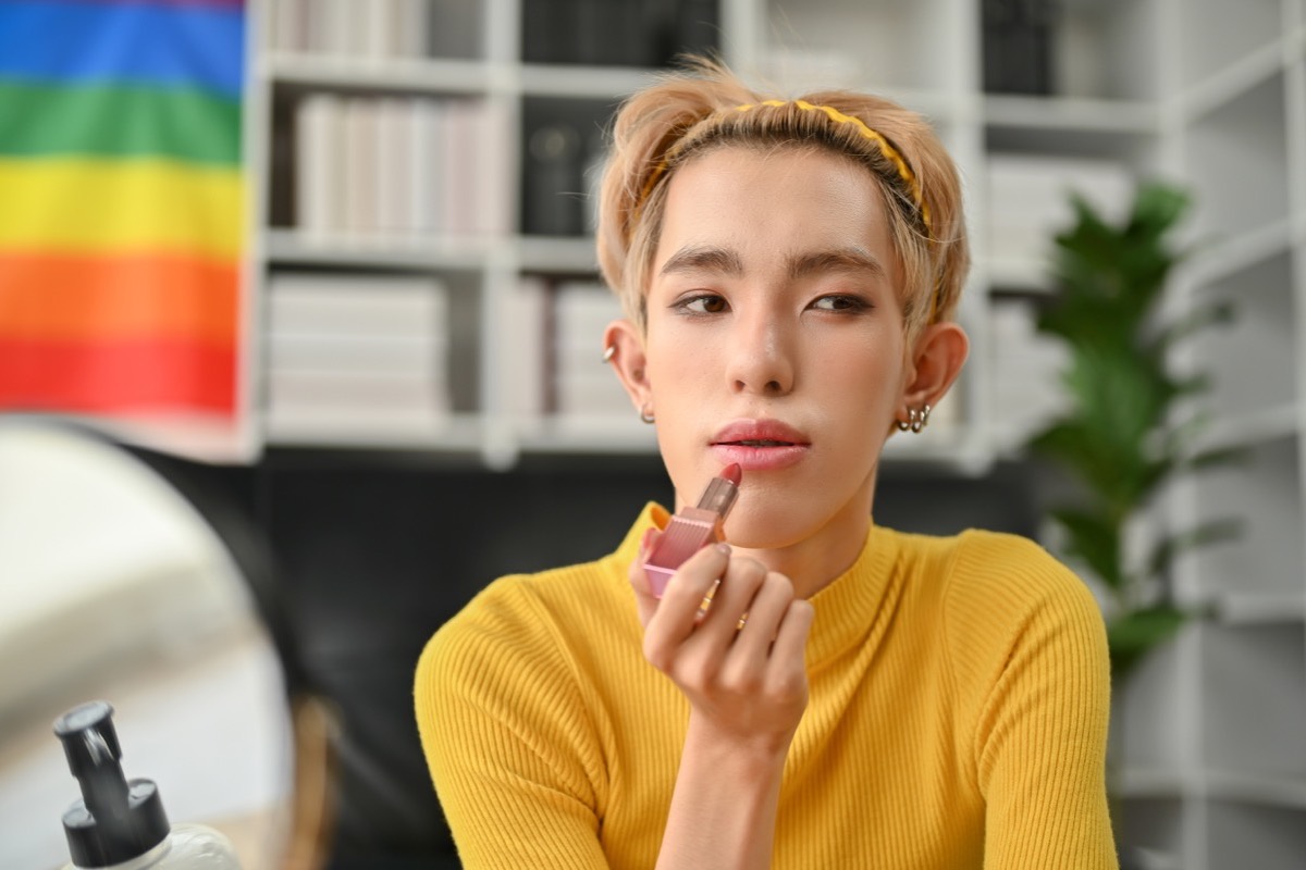 Woman doing her skincare routine at home